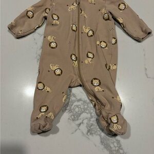 Petit Lem Tan Lion Print Kids Footie